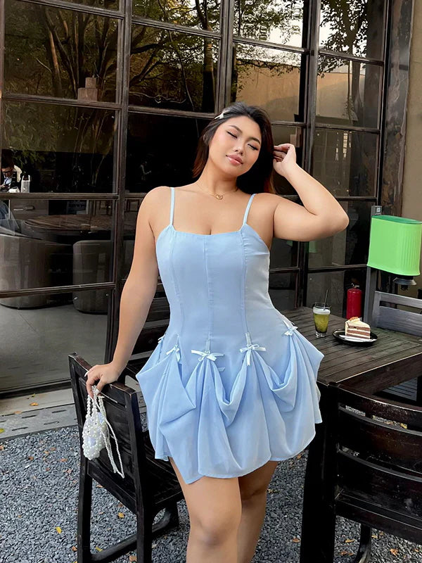 Blue Ribbon Balloon Hem Dress