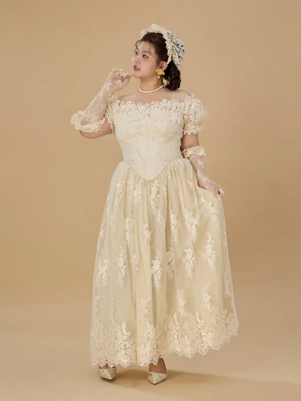 Royal Ivory Lace Ball Gown